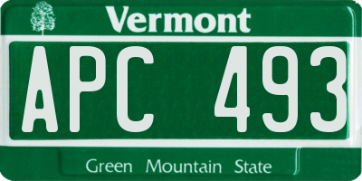 VT license plate APC493