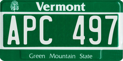 VT license plate APC497