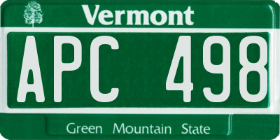 VT license plate APC498