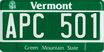 VT license plate APC501