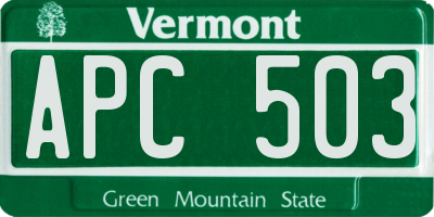 VT license plate APC503