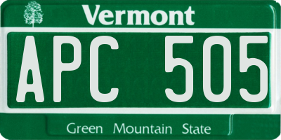 VT license plate APC505
