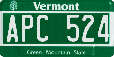 VT license plate APC524
