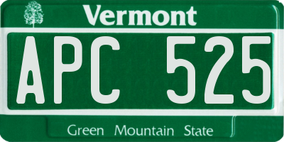 VT license plate APC525