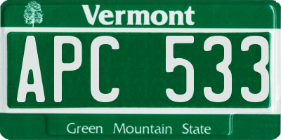 VT license plate APC533