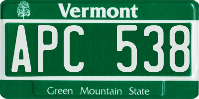 VT license plate APC538