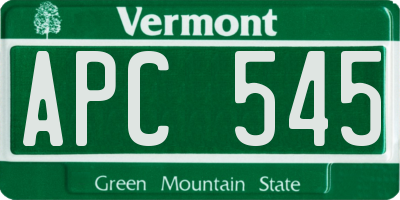 VT license plate APC545
