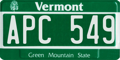 VT license plate APC549