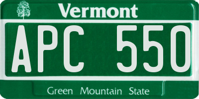 VT license plate APC550