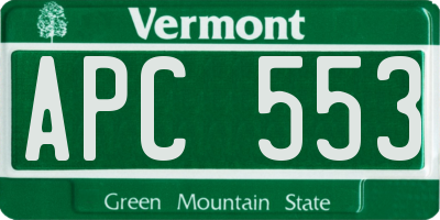 VT license plate APC553