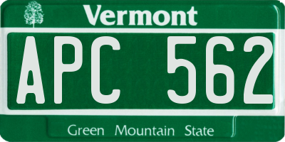 VT license plate APC562