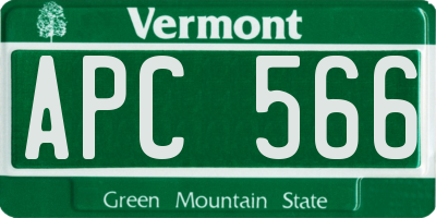 VT license plate APC566