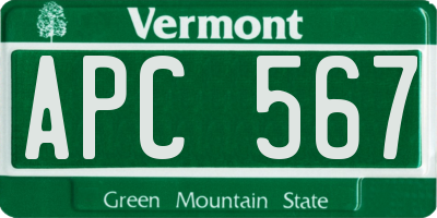 VT license plate APC567