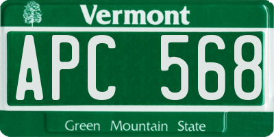 VT license plate APC568