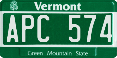 VT license plate APC574