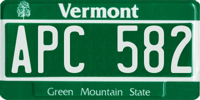 VT license plate APC582