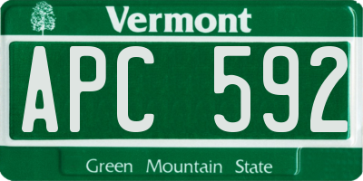 VT license plate APC592