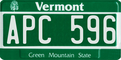 VT license plate APC596