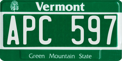 VT license plate APC597