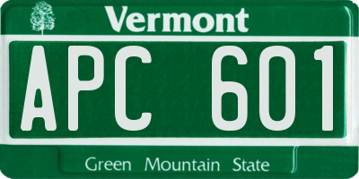 VT license plate APC601