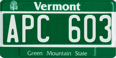 VT license plate APC603