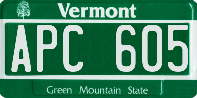 VT license plate APC605