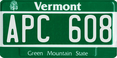 VT license plate APC608