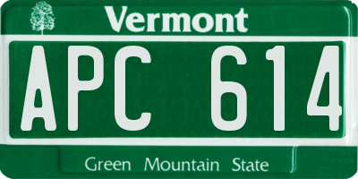 VT license plate APC614