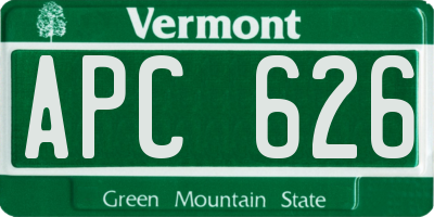 VT license plate APC626