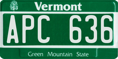 VT license plate APC636