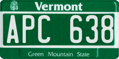 VT license plate APC638
