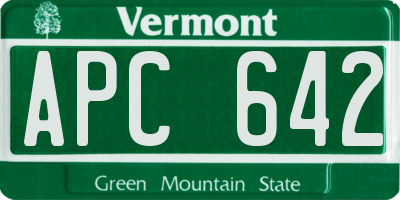 VT license plate APC642