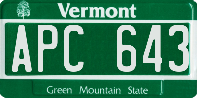VT license plate APC643