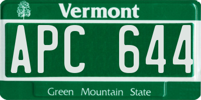 VT license plate APC644