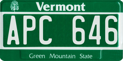 VT license plate APC646