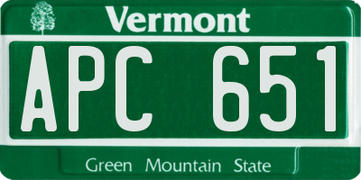 VT license plate APC651
