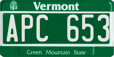 VT license plate APC653