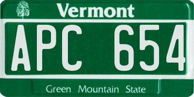 VT license plate APC654