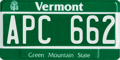 VT license plate APC662