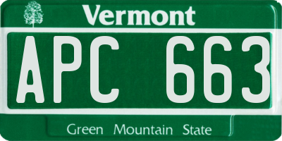 VT license plate APC663