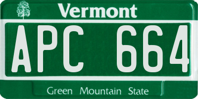 VT license plate APC664