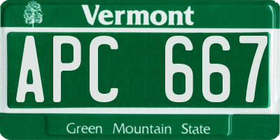 VT license plate APC667