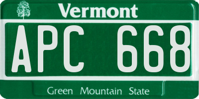 VT license plate APC668