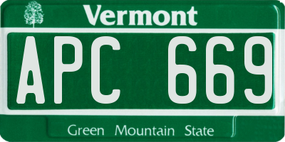 VT license plate APC669