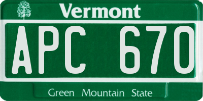 VT license plate APC670