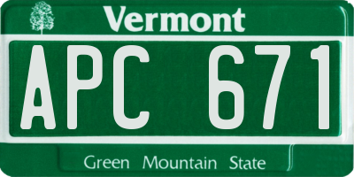 VT license plate APC671