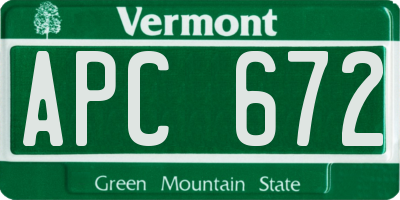 VT license plate APC672