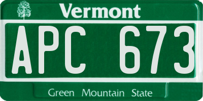 VT license plate APC673