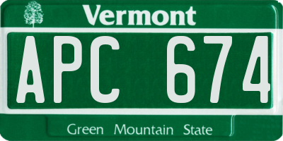 VT license plate APC674