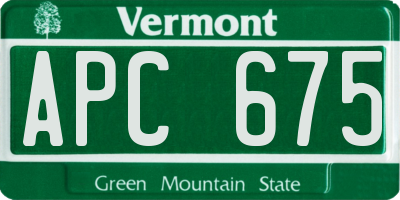 VT license plate APC675